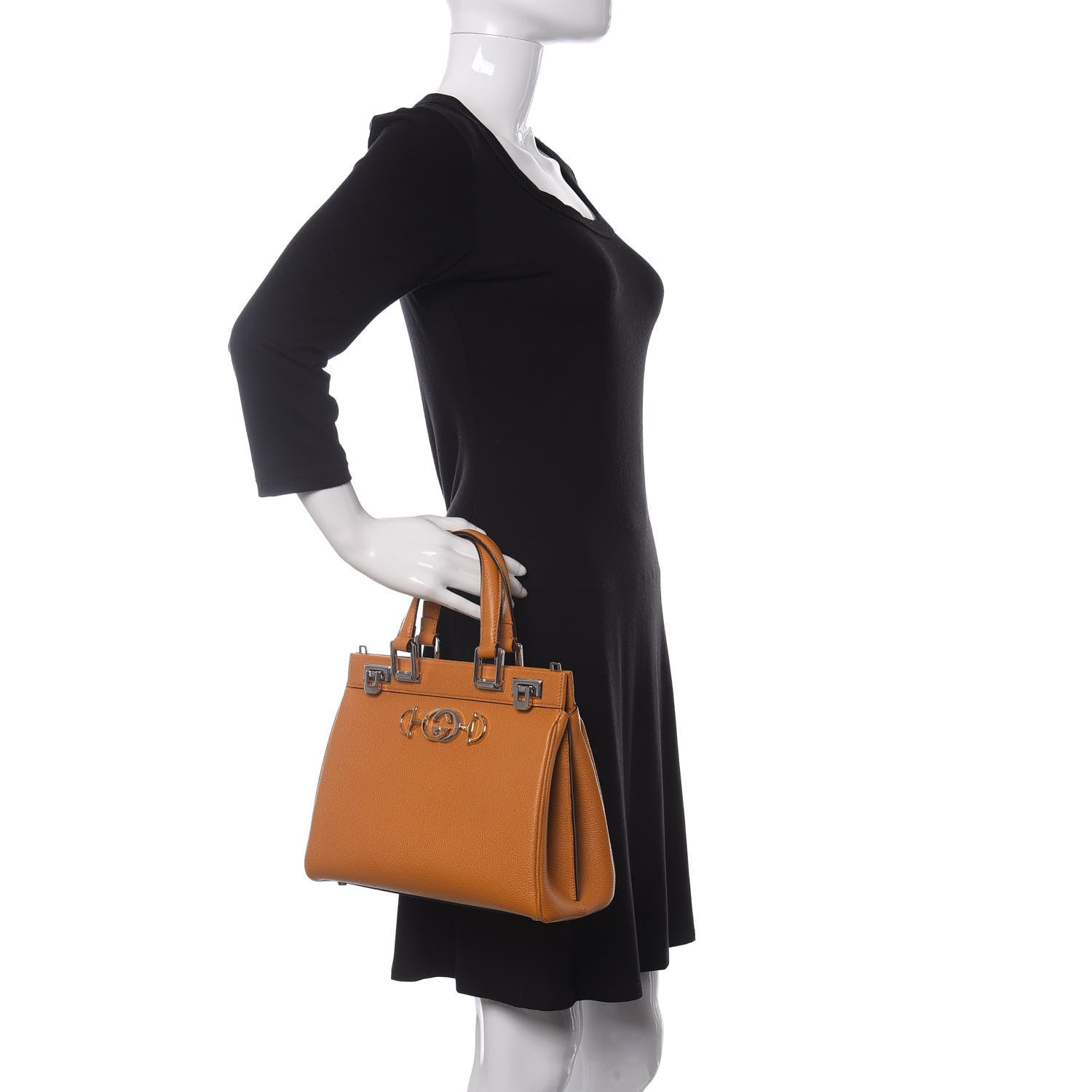 Gucci Posillipo Grain Calfskin Small Zumi Top Handle Bag Sun Oil 2 of 9