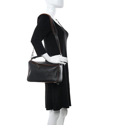 Loewe Calfskin Medium Puzzle Bag Black Tan 2 of 7