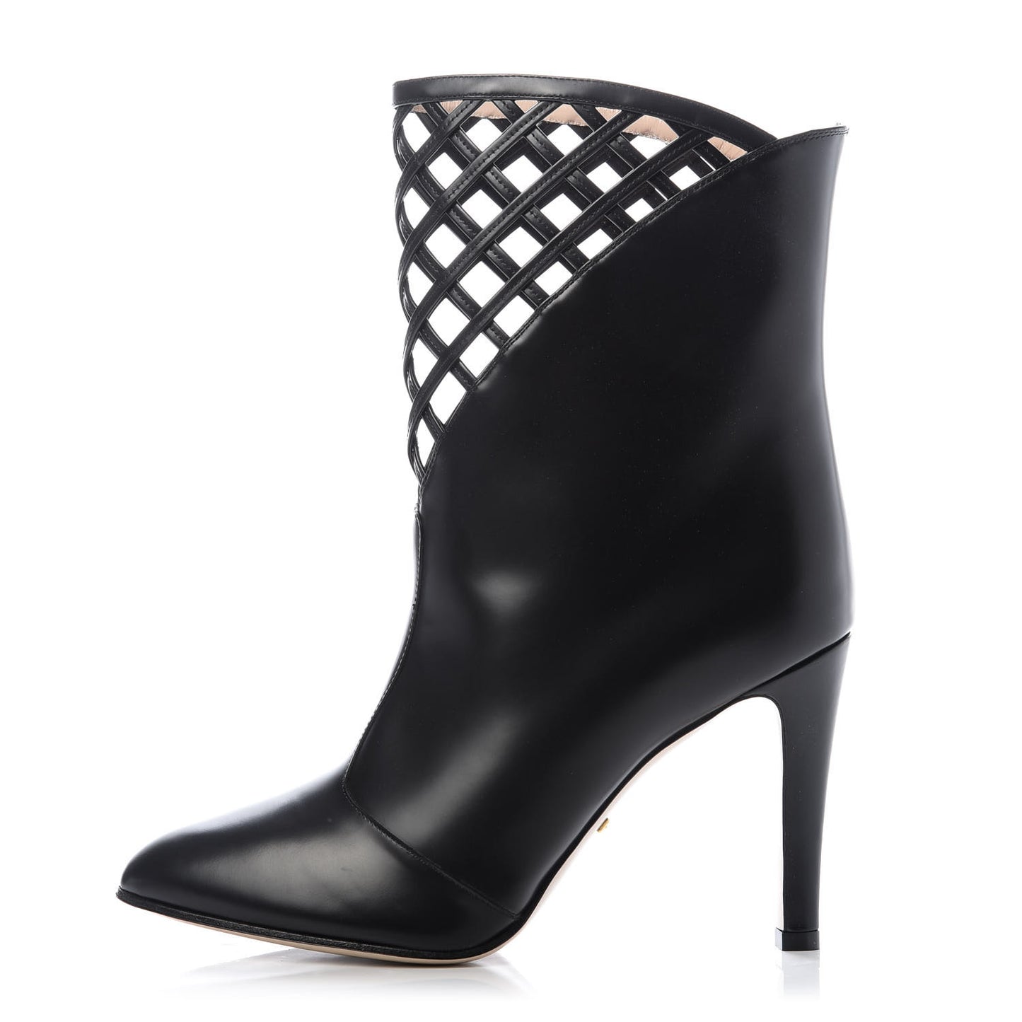 Plume Calfskin Damir Lattice Cutout Boots 39 Black