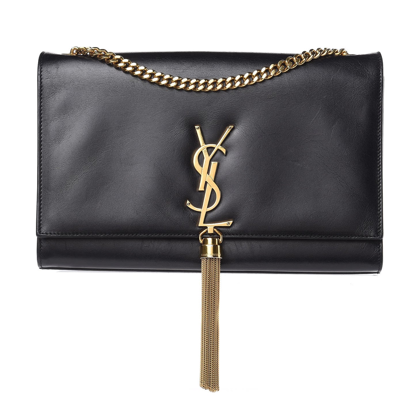 Smooth Calfskin Medium Classic Monogram Kate Tassel Satchel Black