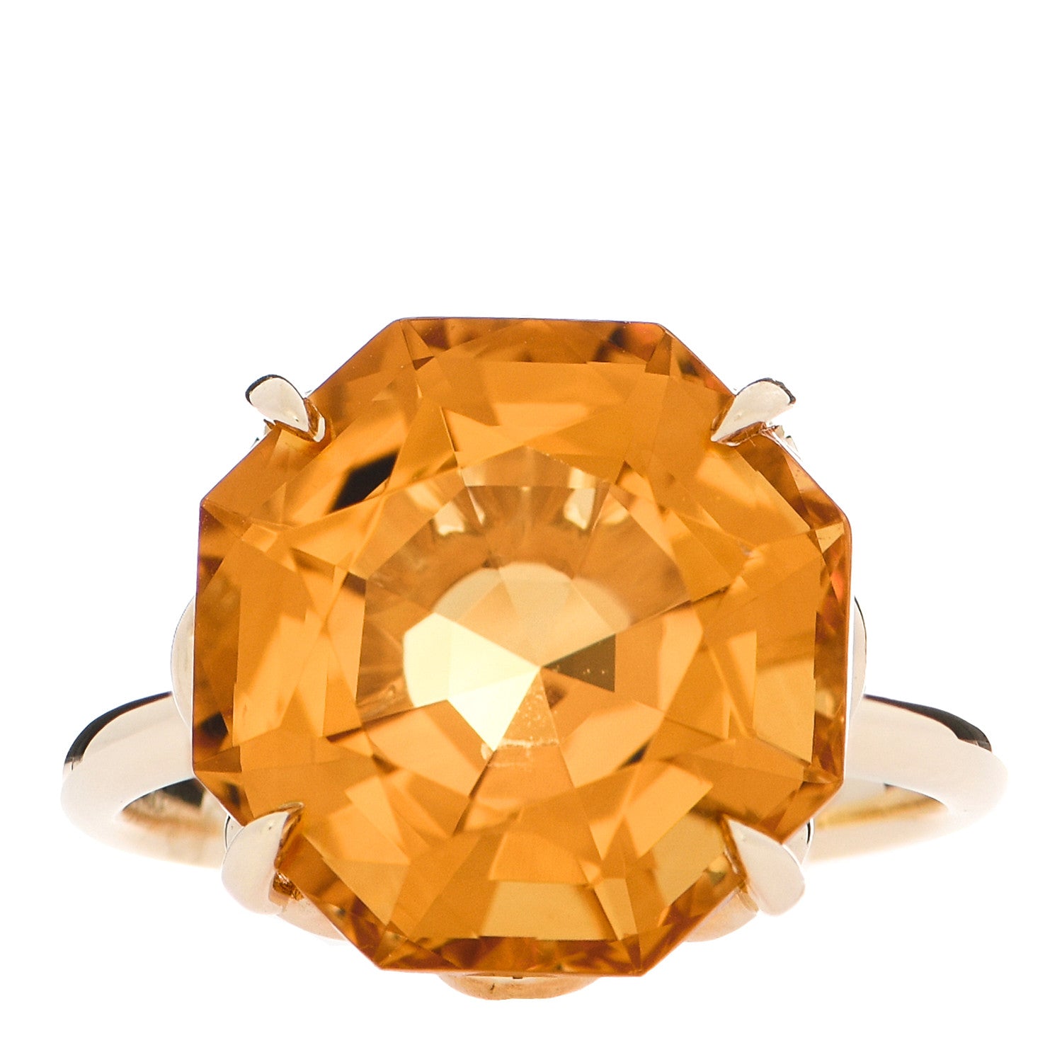 Tiffany 18K Yellow Gold Citrine Octagonal Sparklers Cocktail Ring 52 6 1 of 5