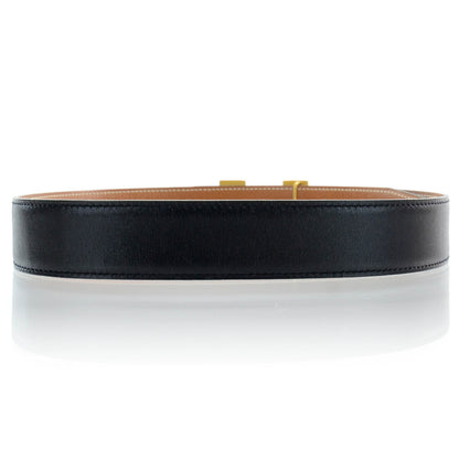 Hermes Box Courchevel Reversible Belt Strap Black Gold 65 2 of 6