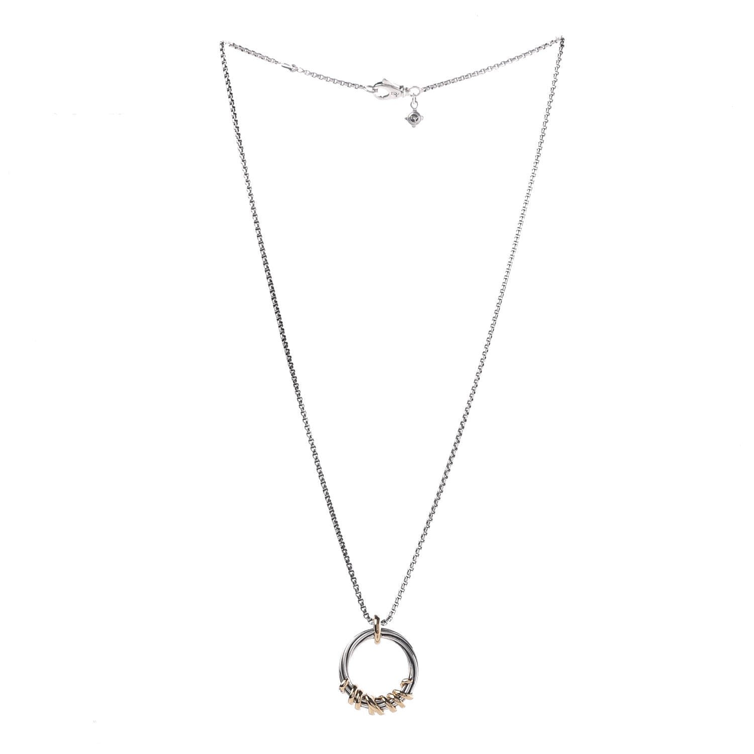 David Yurman Sterling Silver 18K Yellow Gold Diamond Helena Necklace 11 of 16