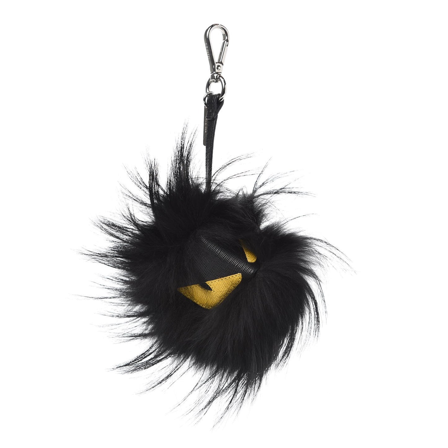 Vitello Elite Fox Fur Fusto Monster Bag Bug Charm Black Yellow