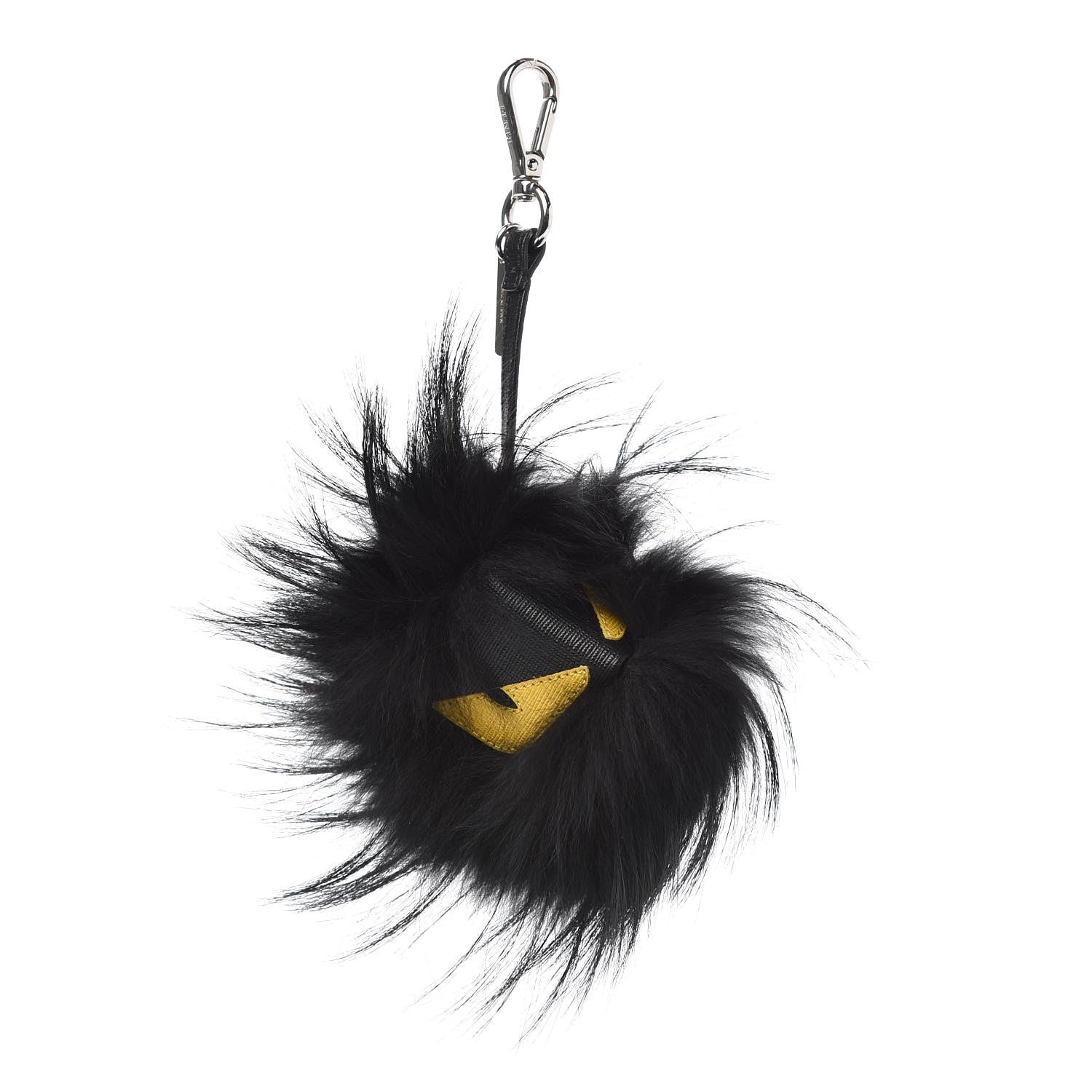 Fendi Vitello Elite Fox Fur Fusto Monster Bag Bug Charm Black Yellow 1 of 2