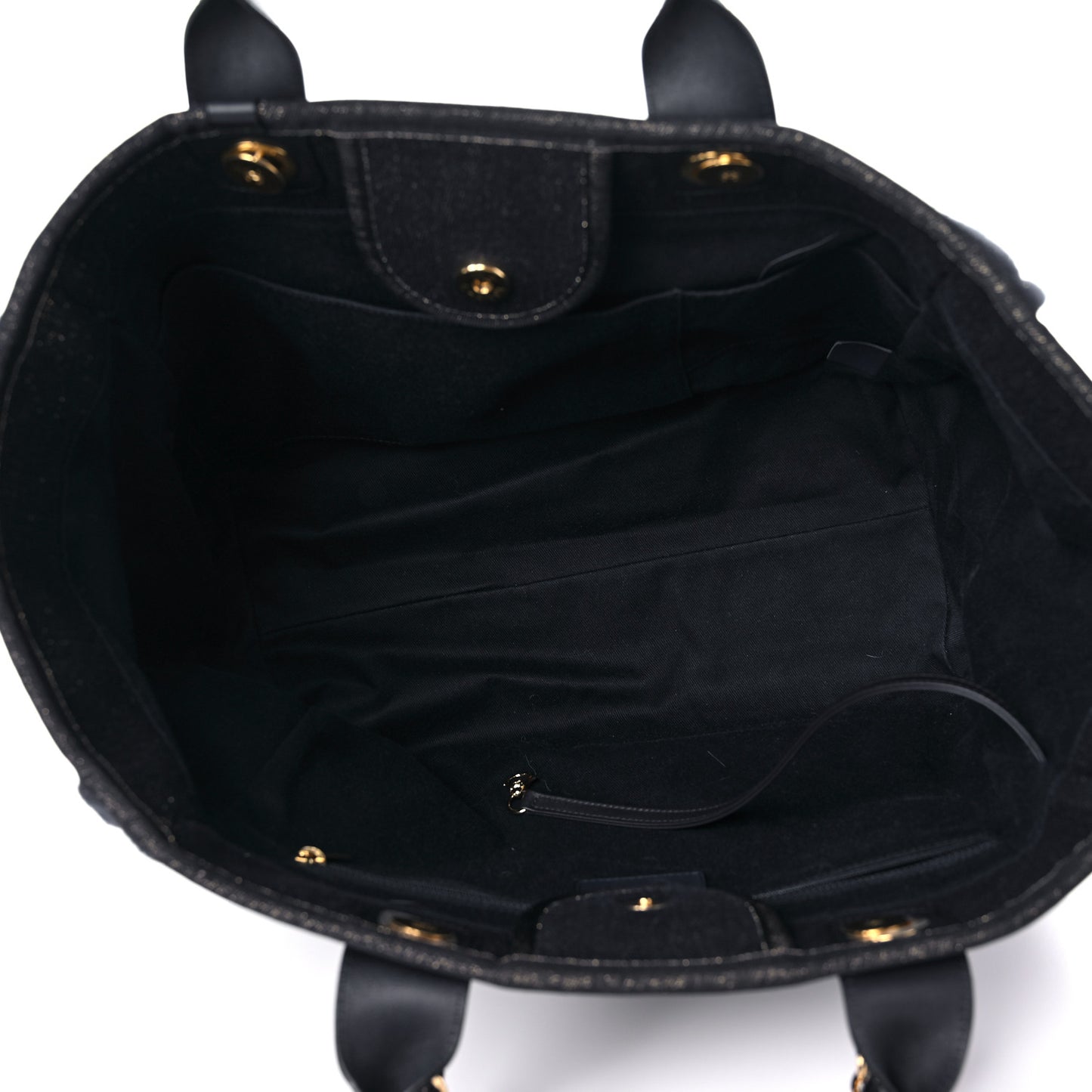 Lurex Canvas Medium Deauville Tote Navy Blue Gold