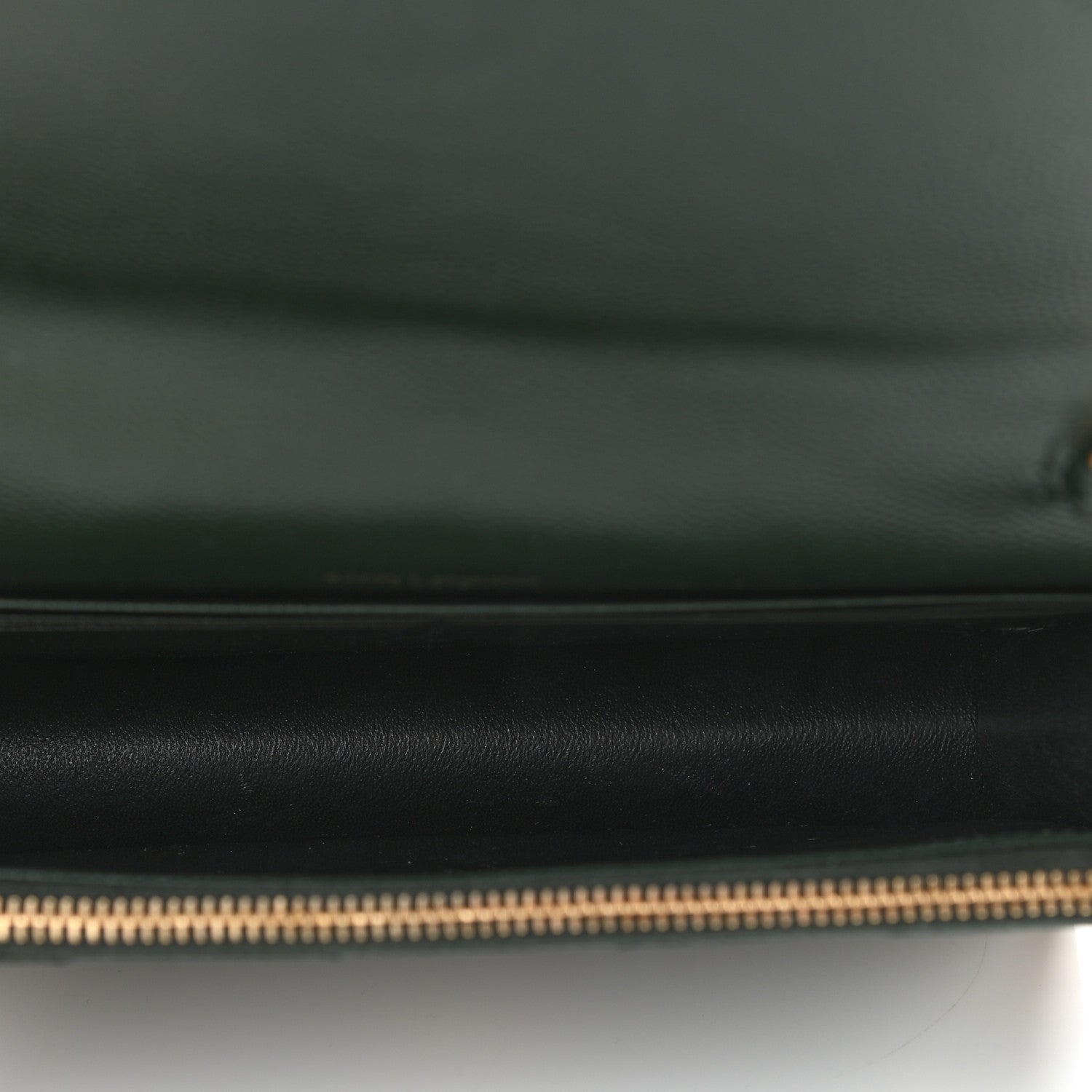 Saint Laurent Grain De Poudre Matelasse Chevron Monogram Envelope Chain Wallet Dark Green 5 of 10