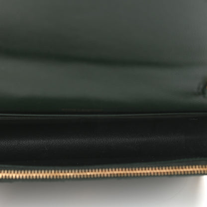 Saint Laurent Grain De Poudre Matelasse Chevron Monogram Envelope Chain Wallet Dark Green 5 of 10