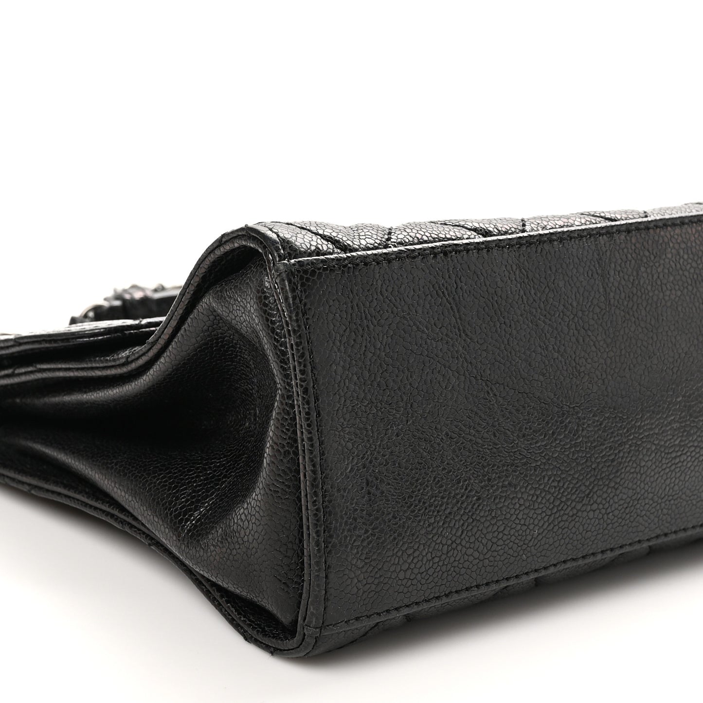 Crumpled Grained Calfskin Jumbo CC Crave Flap Black