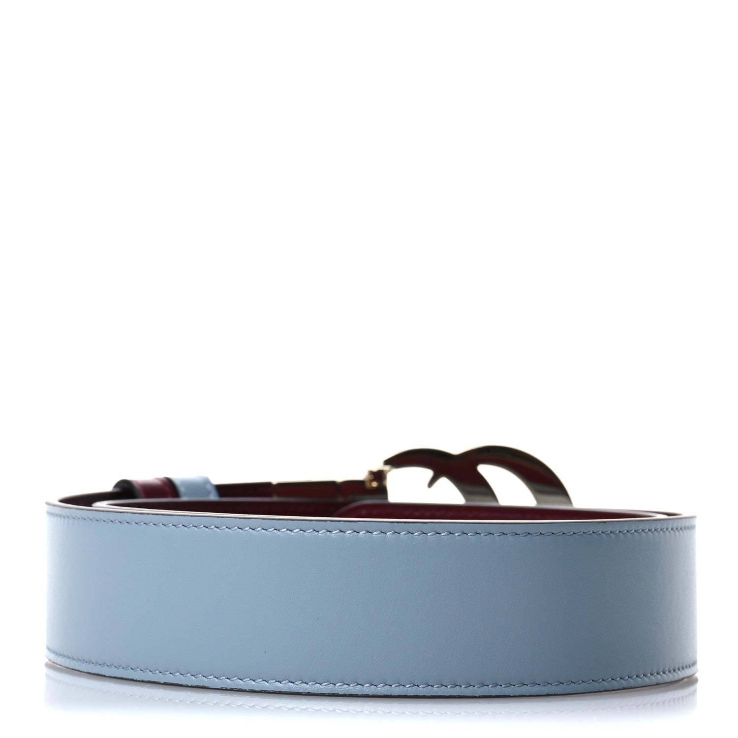 Gucci Plutone Calfskin 37mm GG Marmont Reversible Belt 80 32 Light Blue Rosso Ancora Red 2 of 7