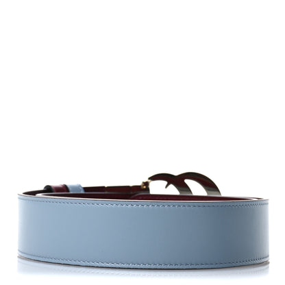 Gucci Plutone Calfskin 37mm GG Marmont Reversible Belt 80 32 Light Blue Rosso Ancora Red 2 of 7