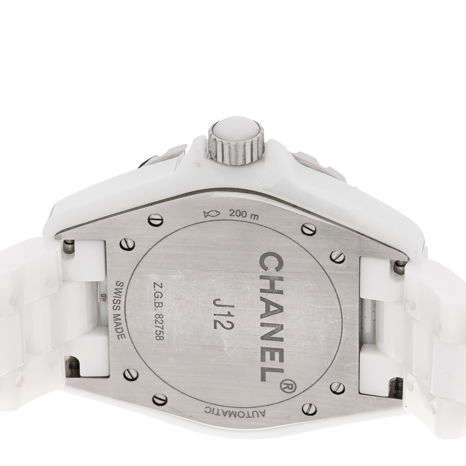 Chanel Stainless Steel Ceramic Diamond 38mm J12 Automatic Watch White 4 of 4