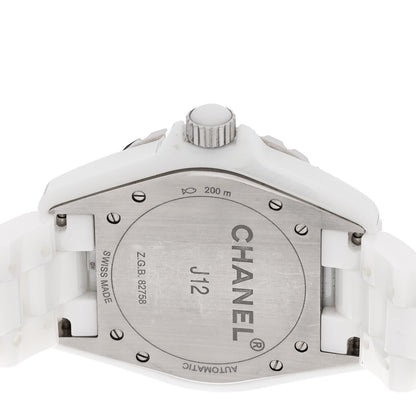 Chanel Stainless Steel Ceramic Diamond 38mm J12 Automatic Watch White 4 of 4
