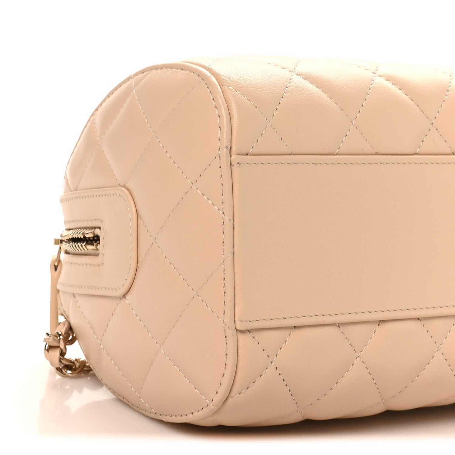 Chanel Lambskin Quilted Barrel Clutch With Chain Light Beige 9 of 10