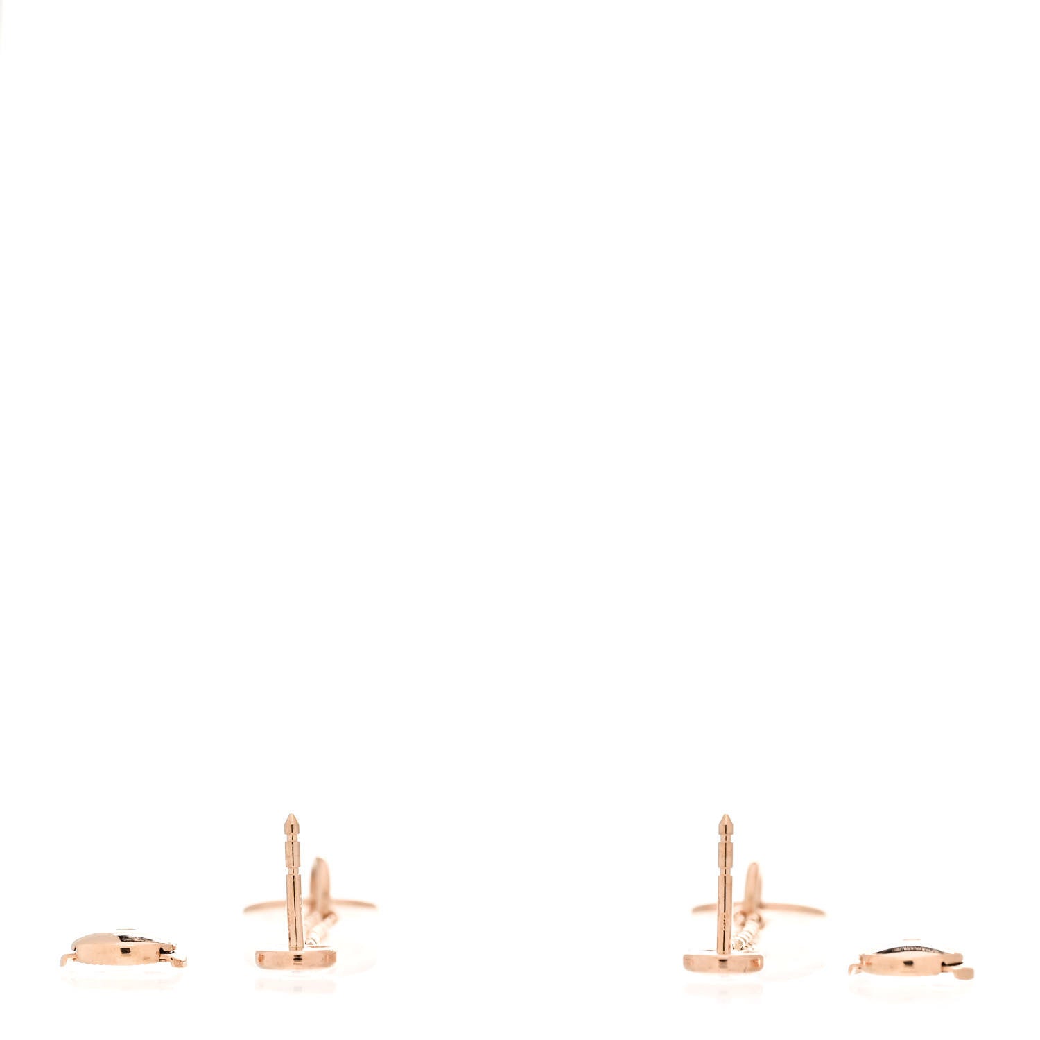 Hermes 18K Rose Gold Diamond Gambade Clou de Selle Earrings 3 of 5