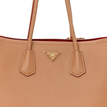 Prada Saffiano Cuir Large Double Bag Caramel Fuoco 6 of 9