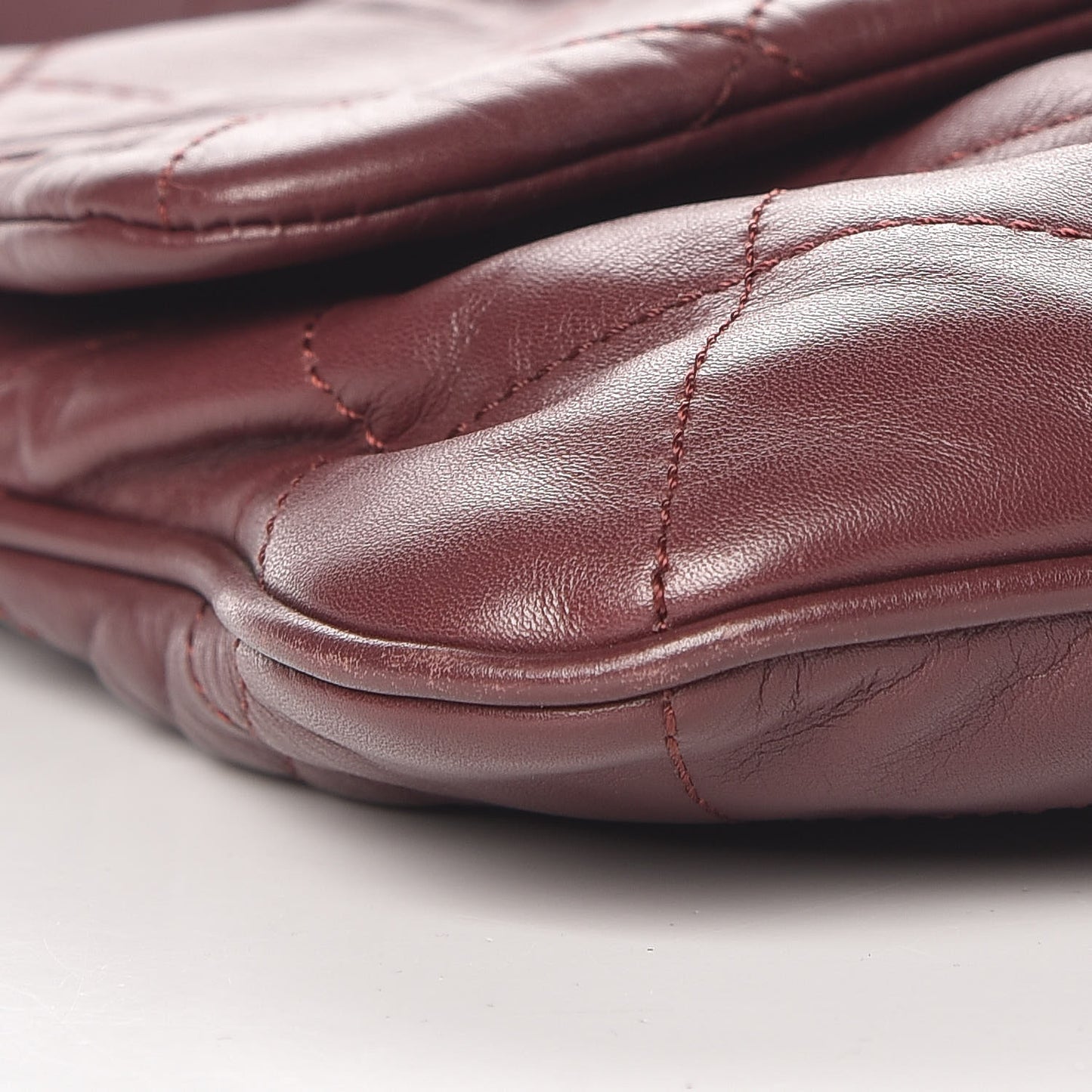 Calfskin Coco Pleats Large Messenger Flap Burgundy