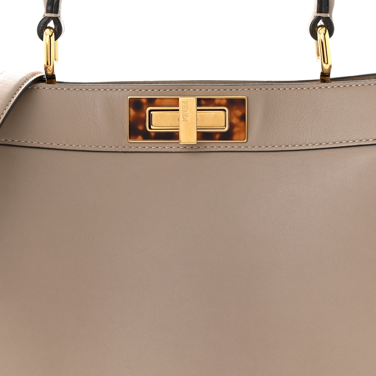 Fendi Vitello Seta Shiny Nappa Plexiglass Medium Peekaboo I SEE U Satchel Tortora 9 of 11