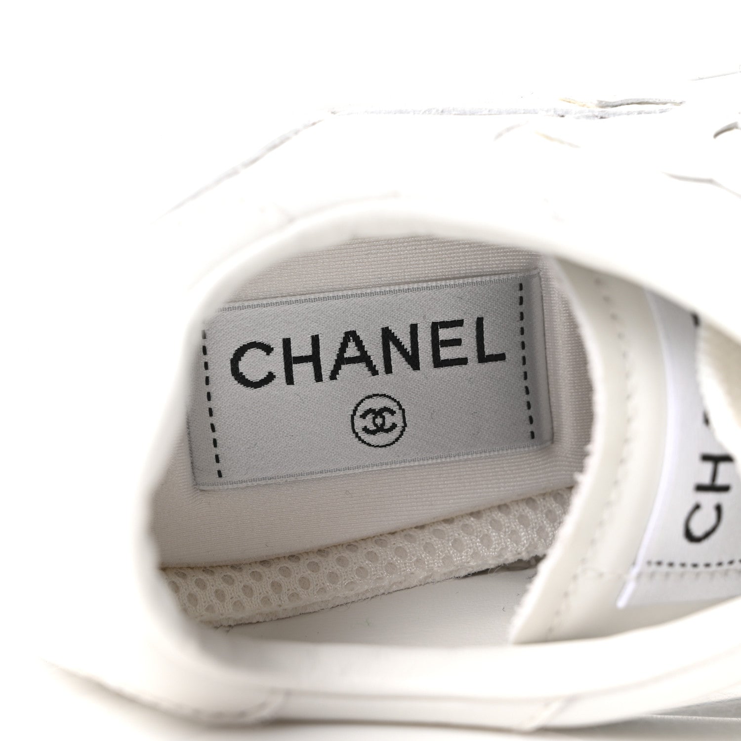 Chanel Calfskin Womens CC Sneakers 37.5 White 8 of 9