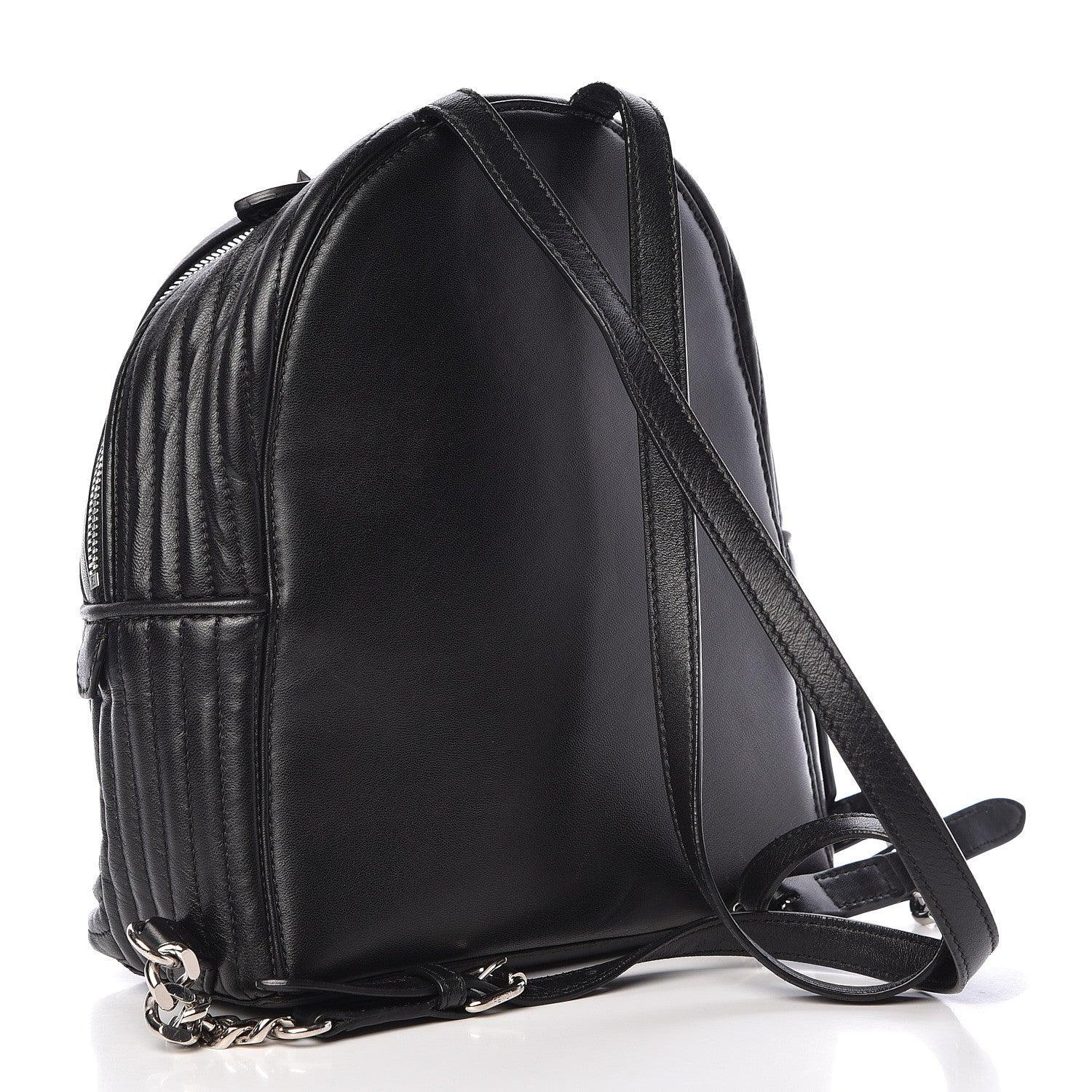 Fendi Shiny Nappa Trapuntata Mini Backpack Black 3 of 13