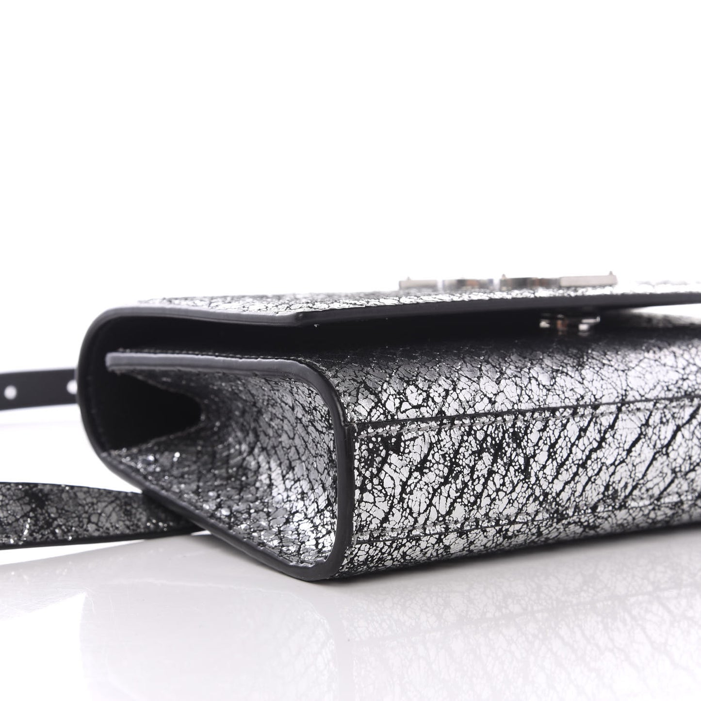 Metallic Calfskin Monogram Kate Belt Bag Silver