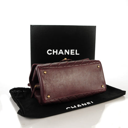 Chanel Shiny Sheepskin Quilted Large Trapezio Flap Dark Burgundy 4 of 8
