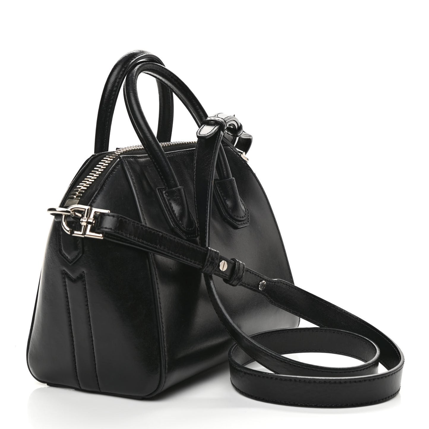 Shiny Lord Calfskin Mini Antigona Black