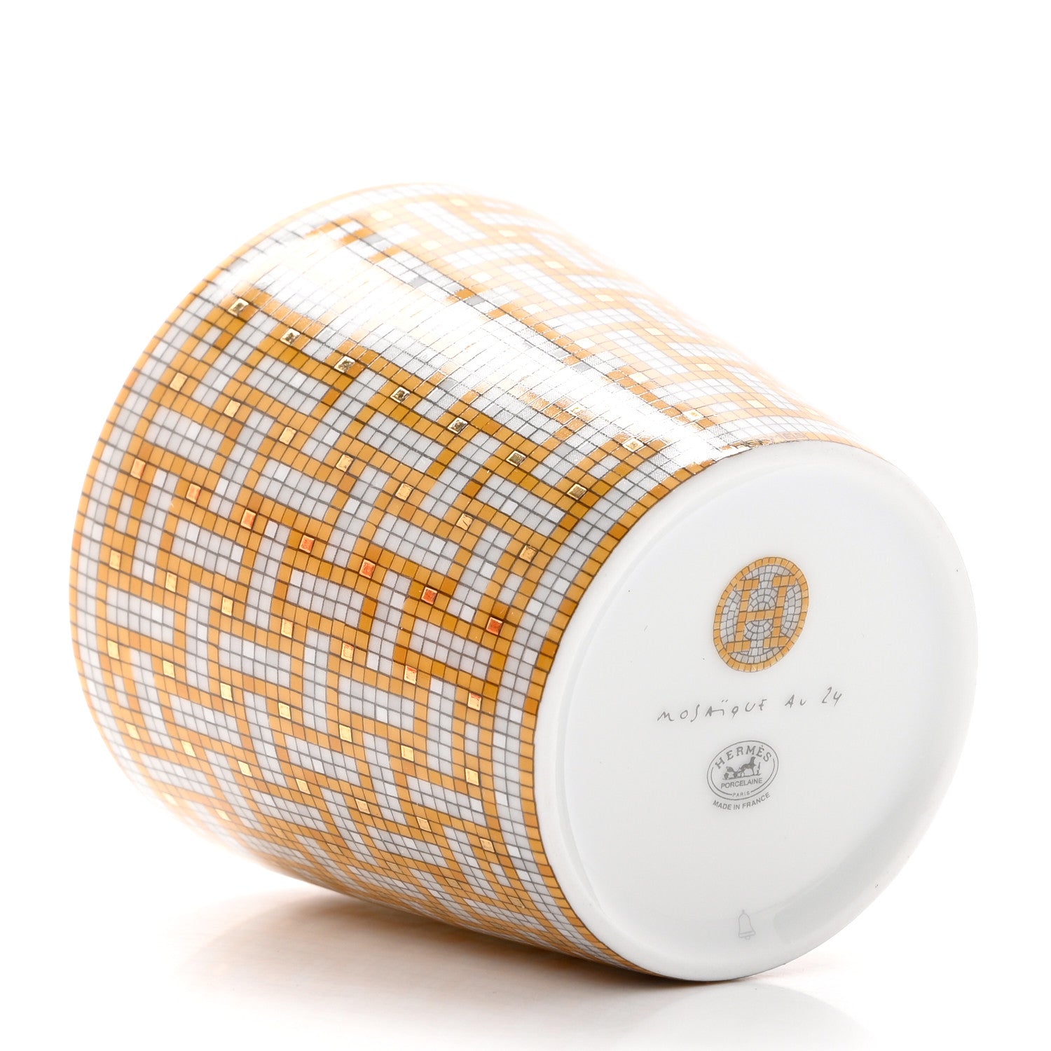 Hermes Porcelain Mosaique Au 24 Porcelain Candle Tumbler Gold 4 of 7
