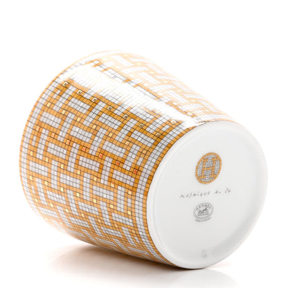 Hermes Porcelain Mosaique Au 24 Porcelain Candle Tumbler Gold 4 of 7