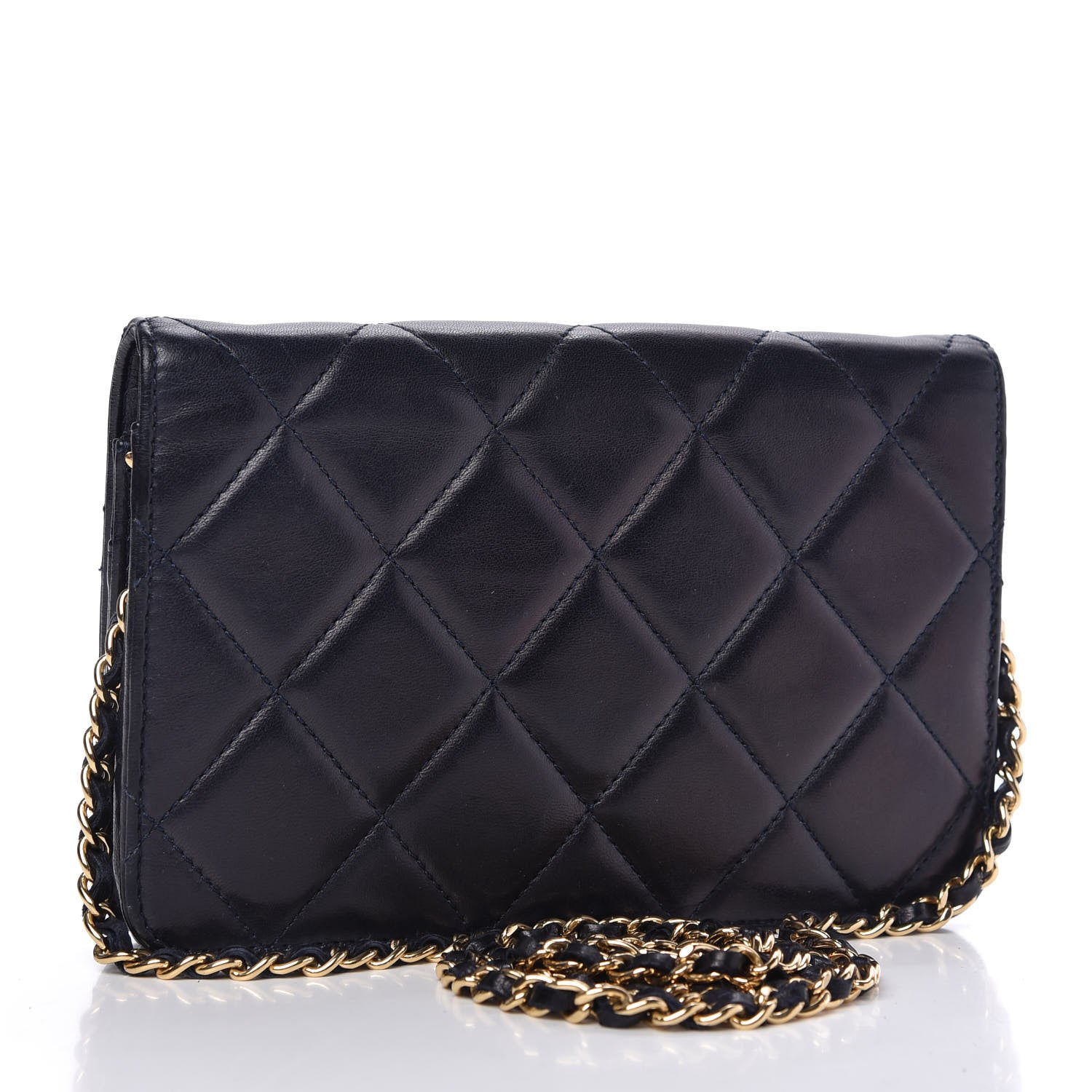 Chanel Lambskin Quilted Golden Class Wallet on Chain WOC Navy 3 of 11