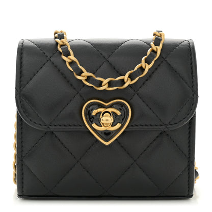 Chanel Lambskin Plexiglass Quilted Coco Love Clutch With Chain Black 1 of 11