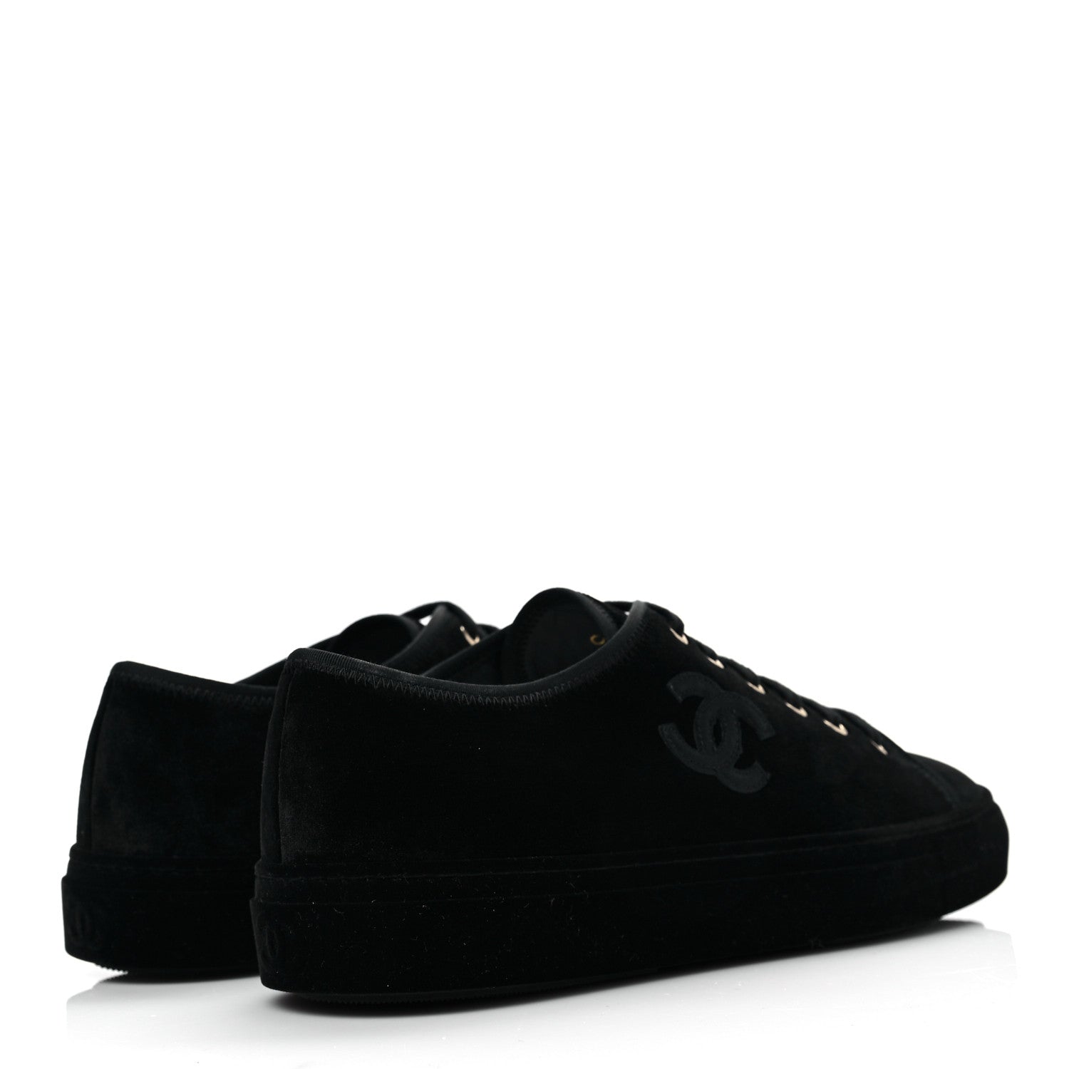 Chanel Velvet Womens CC Sneakers 40.5 Black 4 of 7