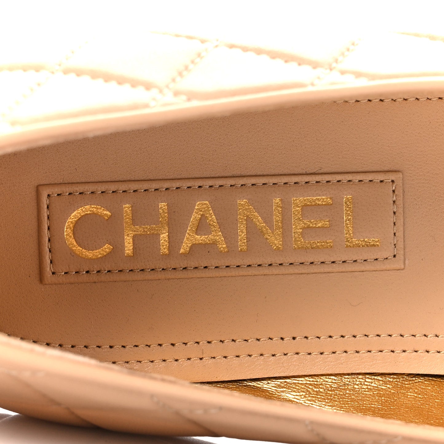 Lambskin Quilted CC Ballerina Flats 37 Light Beige