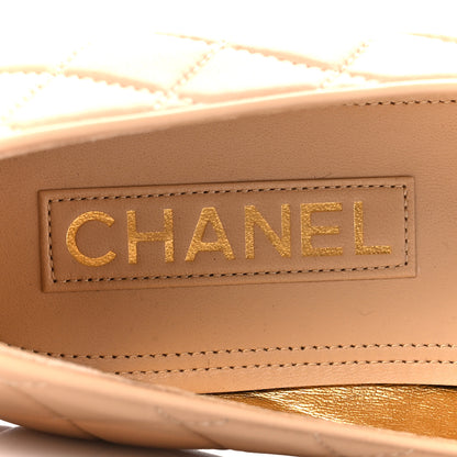 Chanel Lambskin Quilted CC Ballerina Flats 37 Light Beige 7 of 8