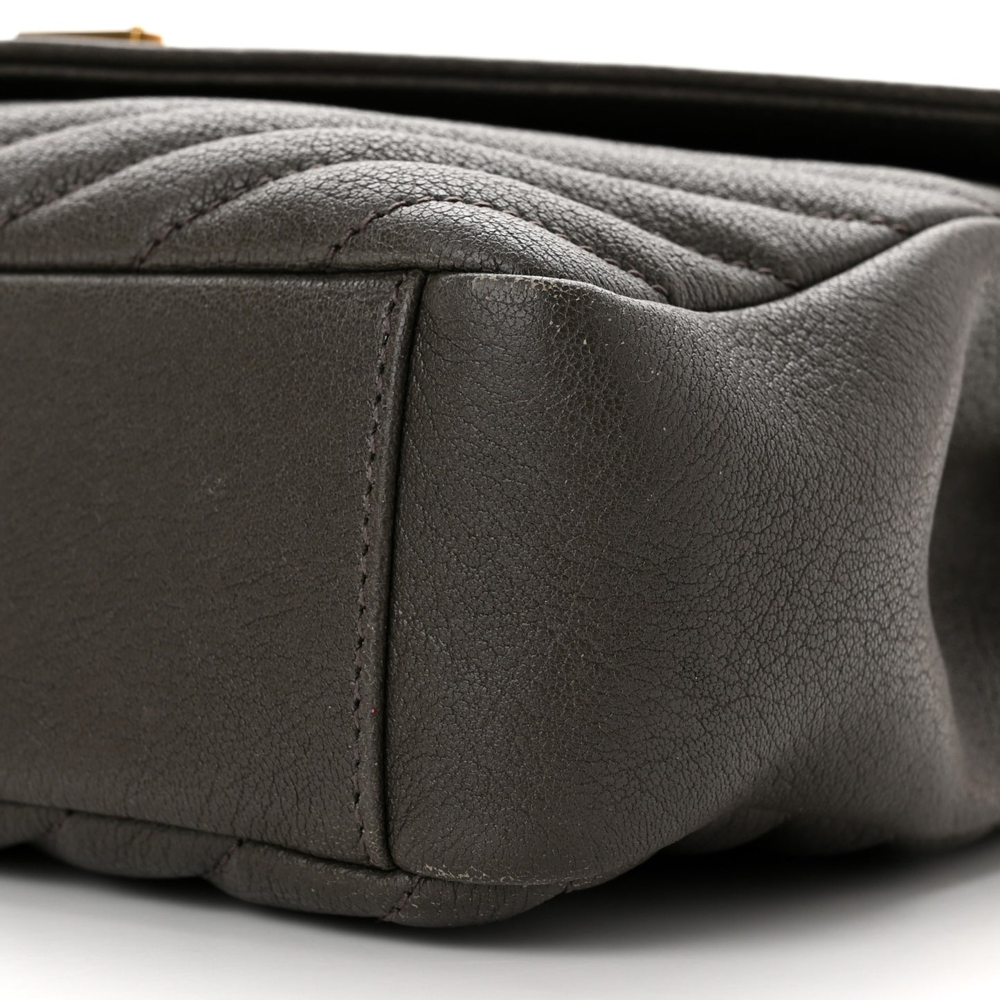 Sheepskin Matelasse Chevron Monogram Medium College Bag Asphalt
