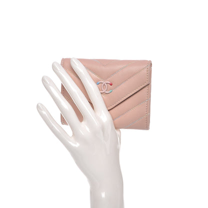 Chanel Lambskin Chevron Quilted Card Holder Light Pink 2 of 7
