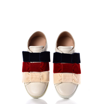 Gucci Calfskin Womens Velvet Bow Ace Sneakers 35.5 White 5 of 10
