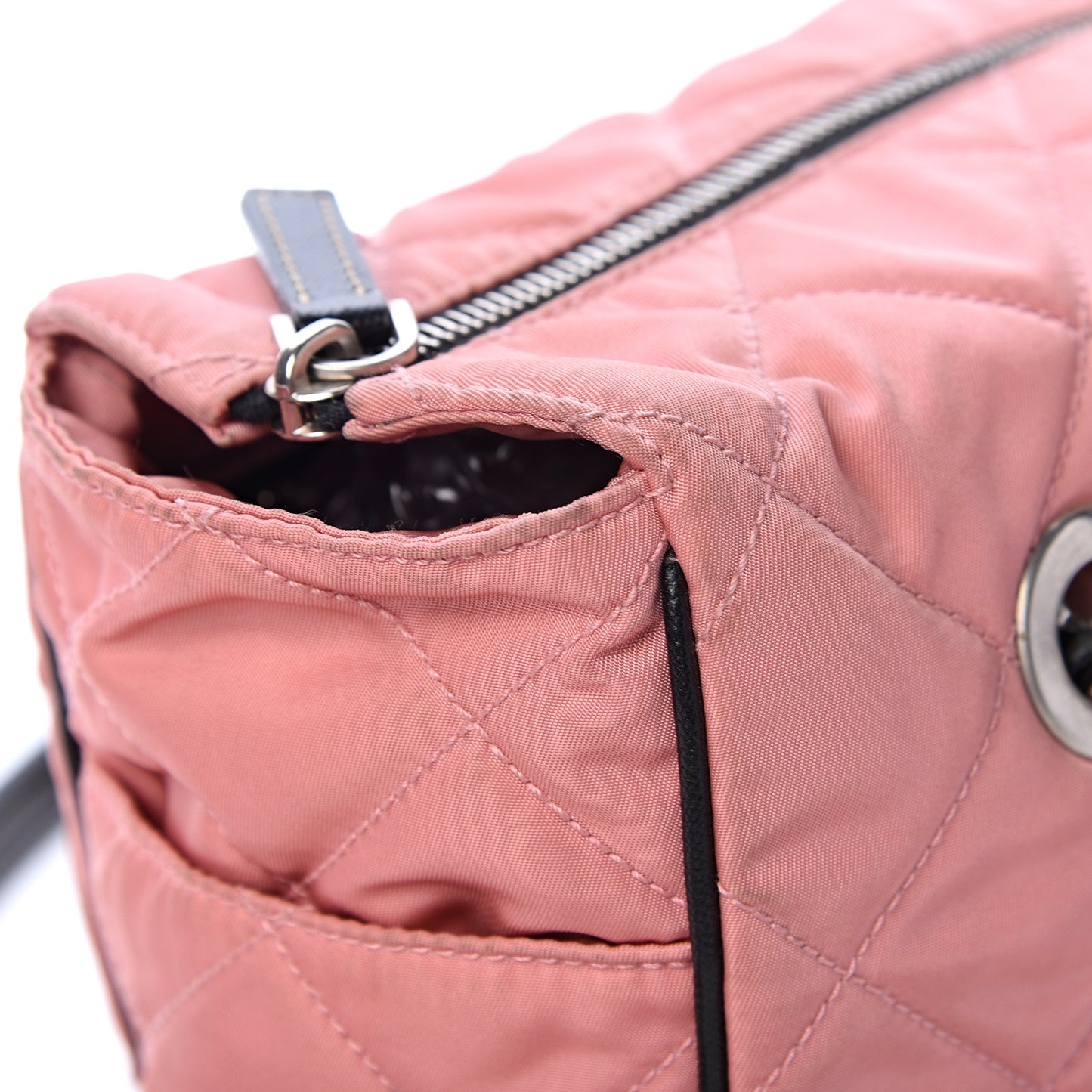 Tessuto Nylon Quilted Shoulder Bag Rosa Black