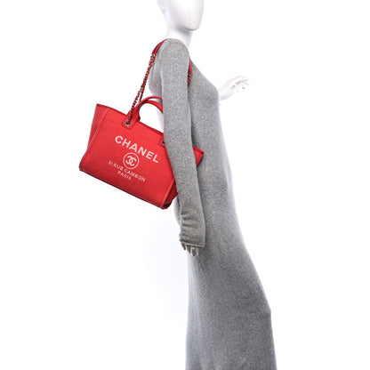 Chanel Mixed Fibers Small Deauville Tote Red 2 of 12