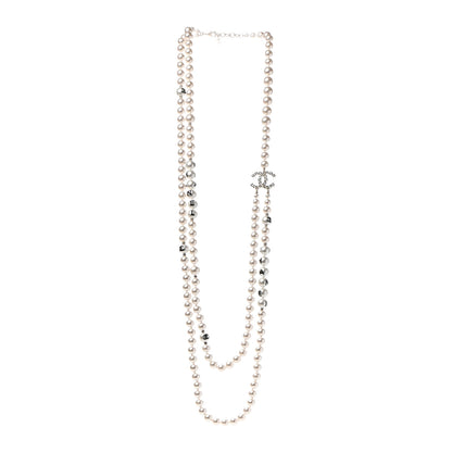 Chanel Crystal Pearl CC Long Multi Strand Necklace Gold 3 of 7