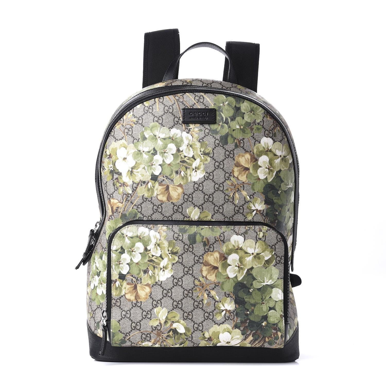 Gucci GG Supreme Monogram Blooms Medium Day Backpack Beige New Military Black 1 of 9