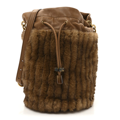 Saint Laurent Faux Fur Calfskin Bucket Bag Brown Chocolate 1 of 11