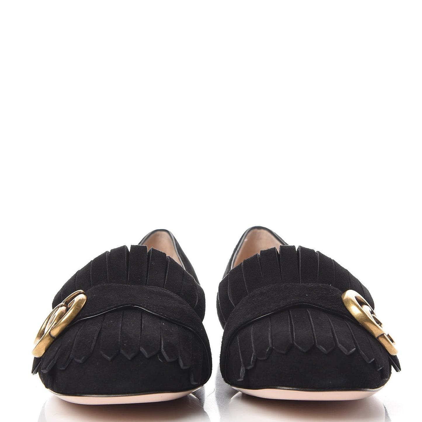 Kid Scamosciato GG Marmont Fringe Flats 38 Black