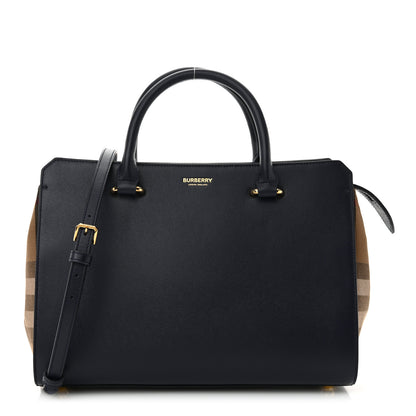 Burberry Calfskin Mega Check Banwell Tote Dark Canvas Blue 1 of 9