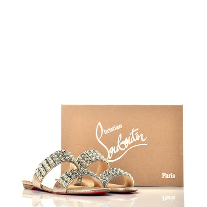 Christian Louboutin Liege Pepite Studded Myriadiam Flat Slide Sandals 39 Silver 8 of 8