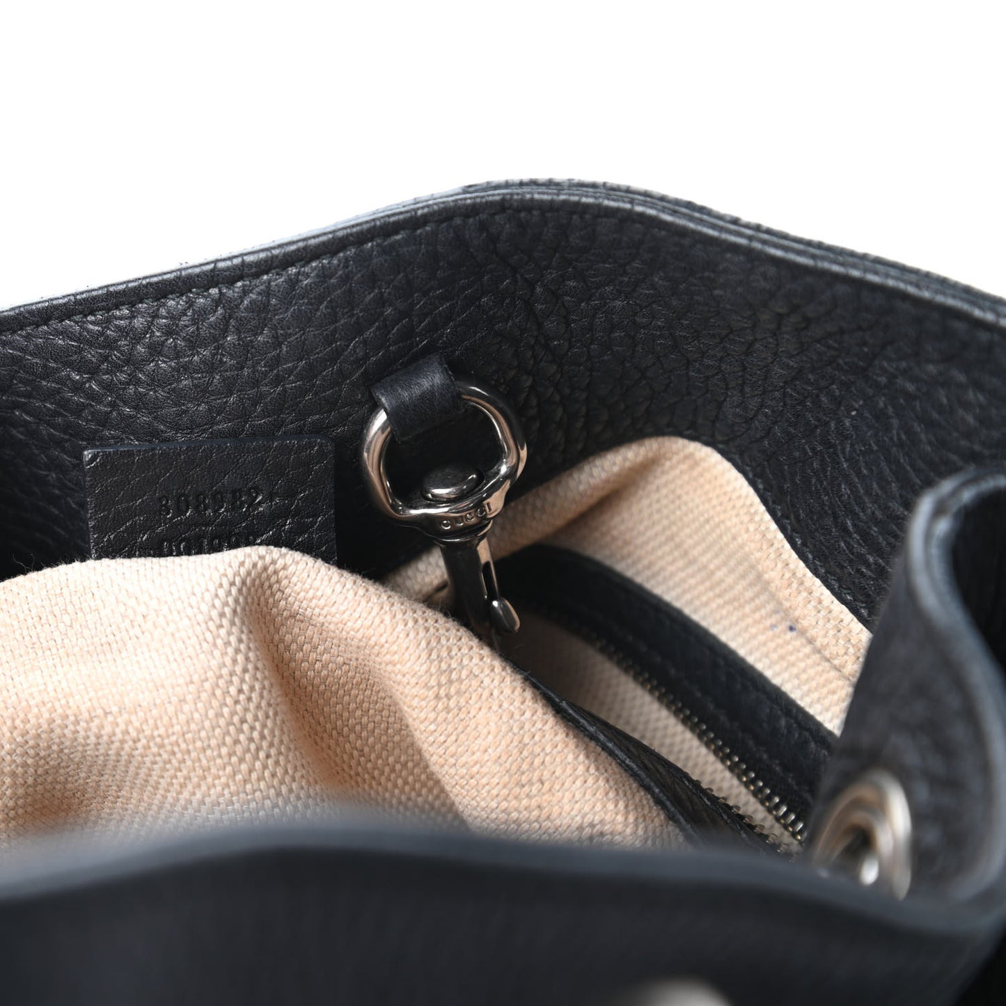 Pebbled Calfskin Studded Medium Soho Chain Shoulder Bag Black