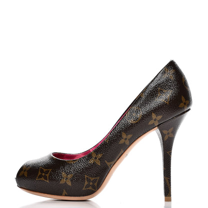 Louis Vuitton Patent Monogram Rosemary Peep Toe Pumps 37 1 of 8