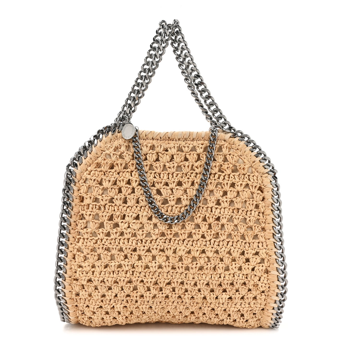 Raffia Mini Falabella Fold Over Tote Natural