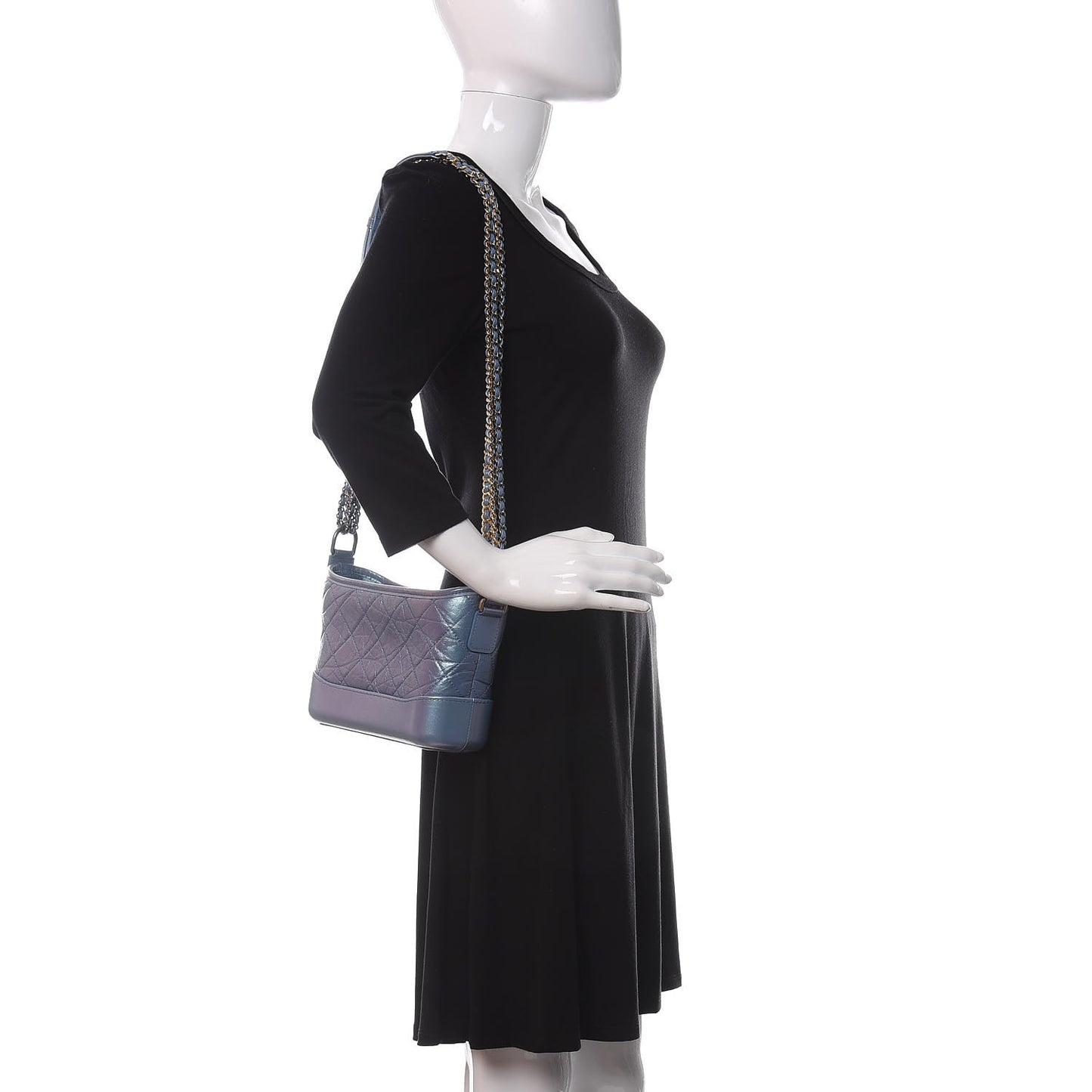 Iridescent Lambskin Calfskin Quilted Small Gabrielle Hobo Blue