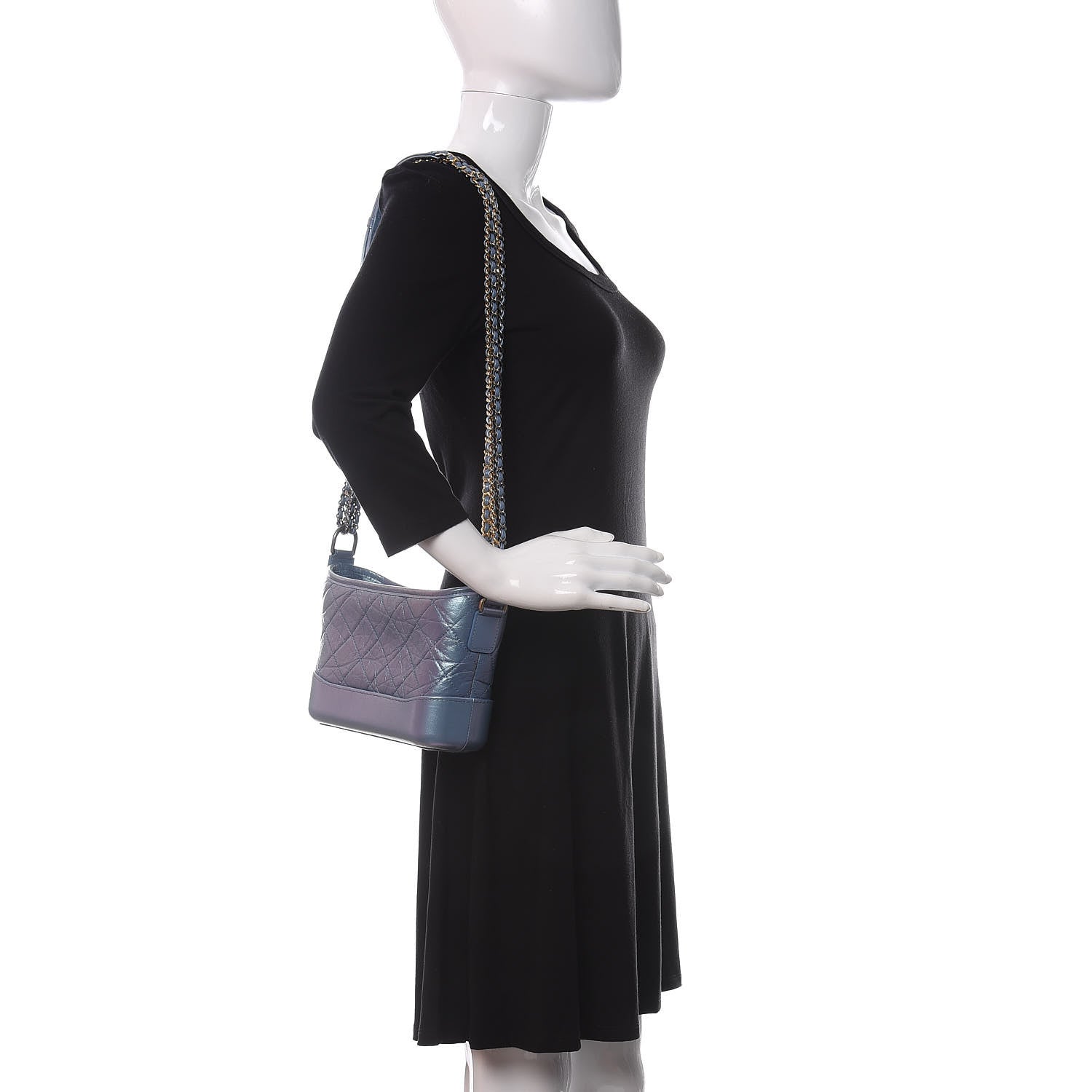 Chanel Iridescent Lambskin Calfskin Quilted Small Gabrielle Hobo Blue 2 of 9